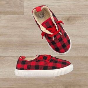 Malibu Blowfish Kids Red and Black Buffalo Check Print Sneakers